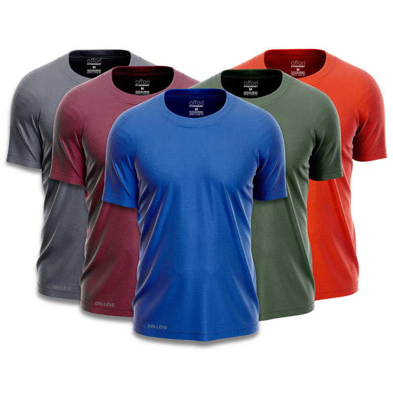 Kit 5 Camisetas Tecnológicas Masculinas FitneSmart - Mês do Cliente