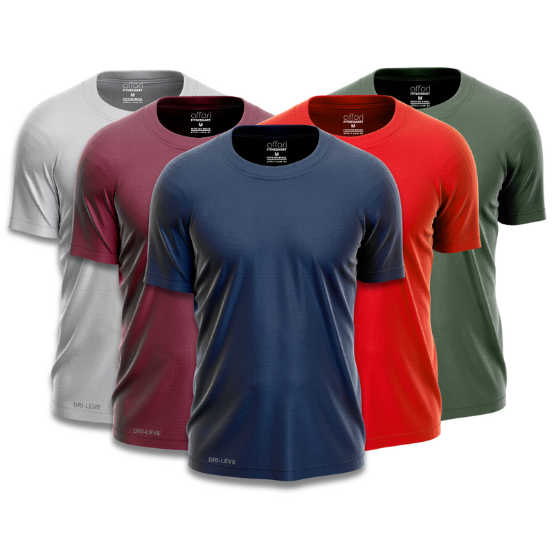 Kit 5 Camisetas Tecnológicas FitneSmart - Anti-Suor