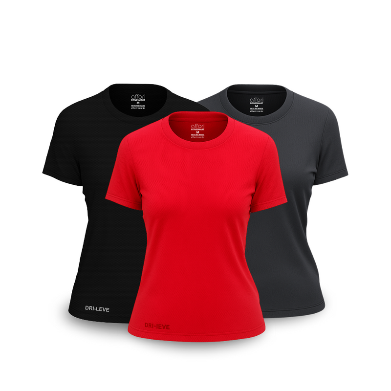 Kit 3 Camisetas Tecnológicas Femininas FitneSmart - Anti Suor