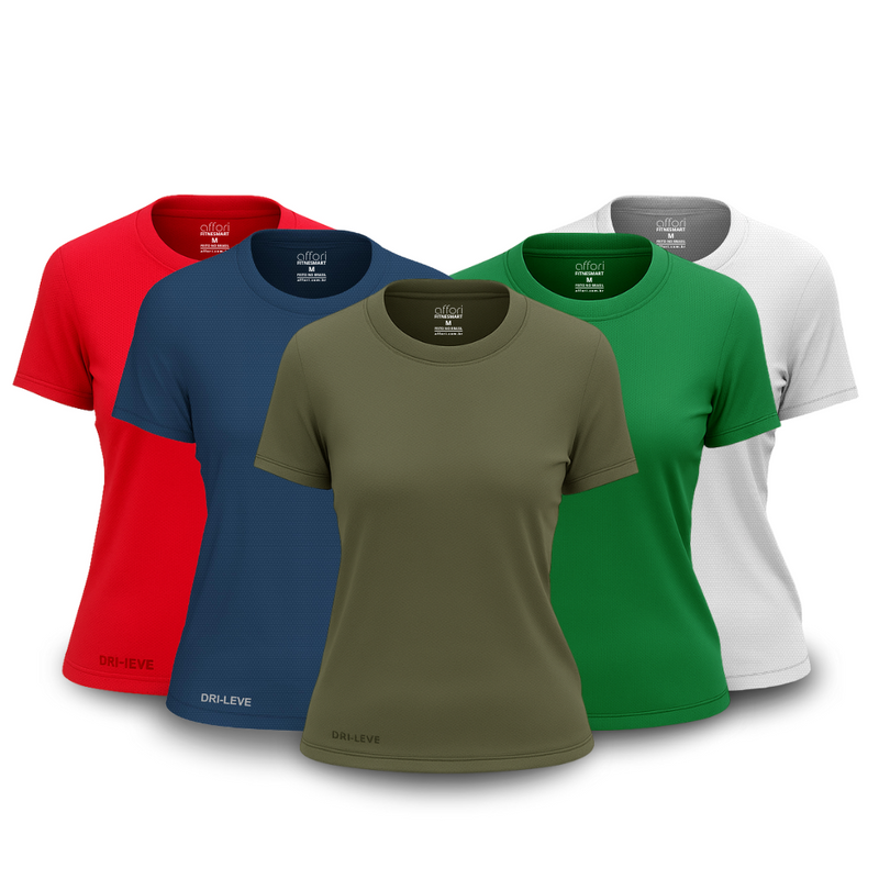 Kit 5 Camisetas Tecnológicas Femininas Fitnesmart - Mês do Cliente