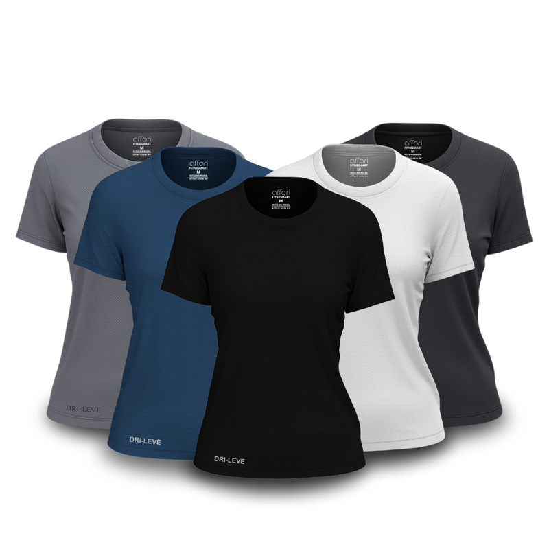 Kit 5 Camisetas Tecnológicas Femininas Fitnesmart - Mês do Cliente